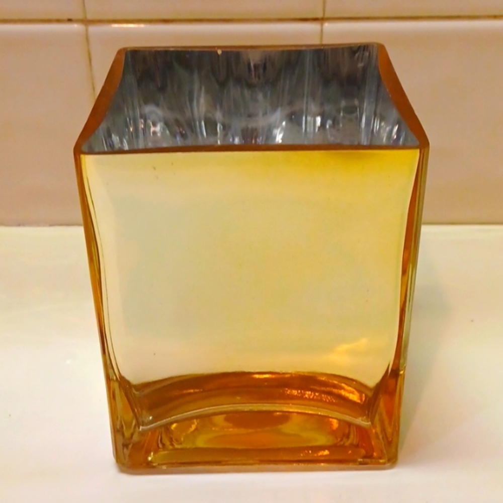 Home  Tela Flora Square Gold Glass Square Contaner New